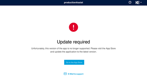 Notice of a required update of an app