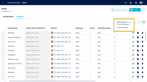 Öffnen Sie im Bearbeitungsmodus durch einen Rechtsklick auf die Überschrift der betreffenden Spalte das Kontextmenü, um eine neue Formel oder Regel für diese hinzuzufügen.