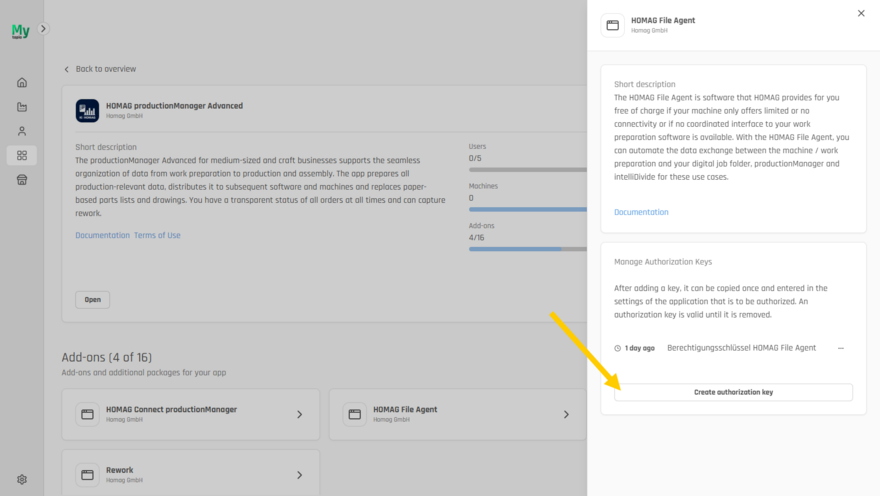 Adding an authorization key.