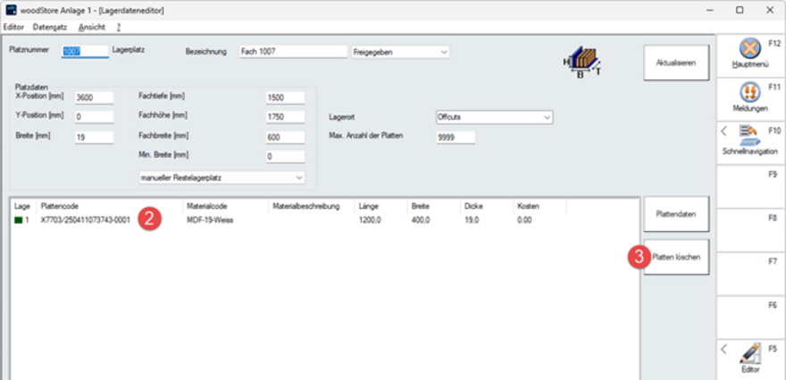 Detail page for a storage location.