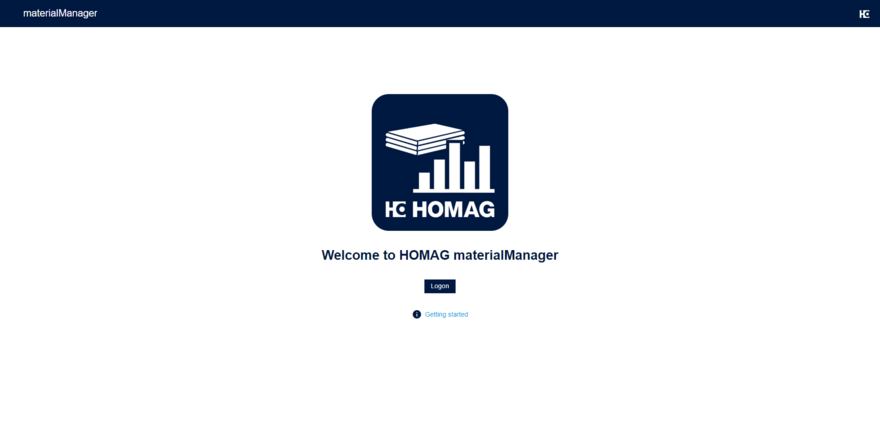 Homepage of the materialManager 
