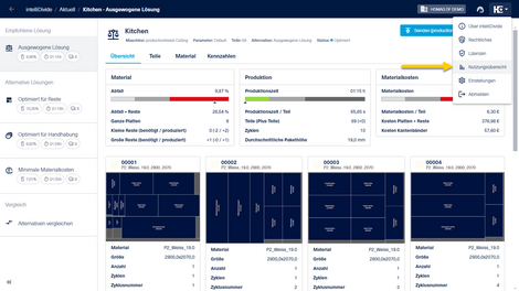 Im HOMAG-Menü steht nun eine neue Seite "Nutzungsübersicht" zur Verfügung.
