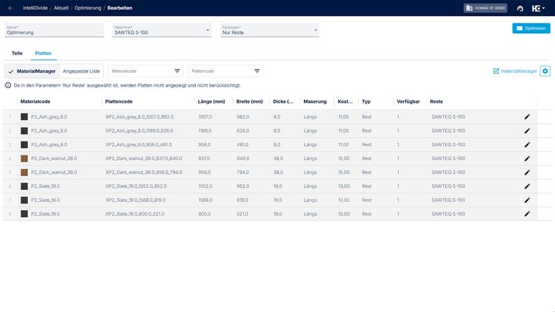 Beispiel 2: Verwendung von ausschließlich Rest-Stücken Beispiel 2: Verwendung von ausschließlich Rest-Stücken