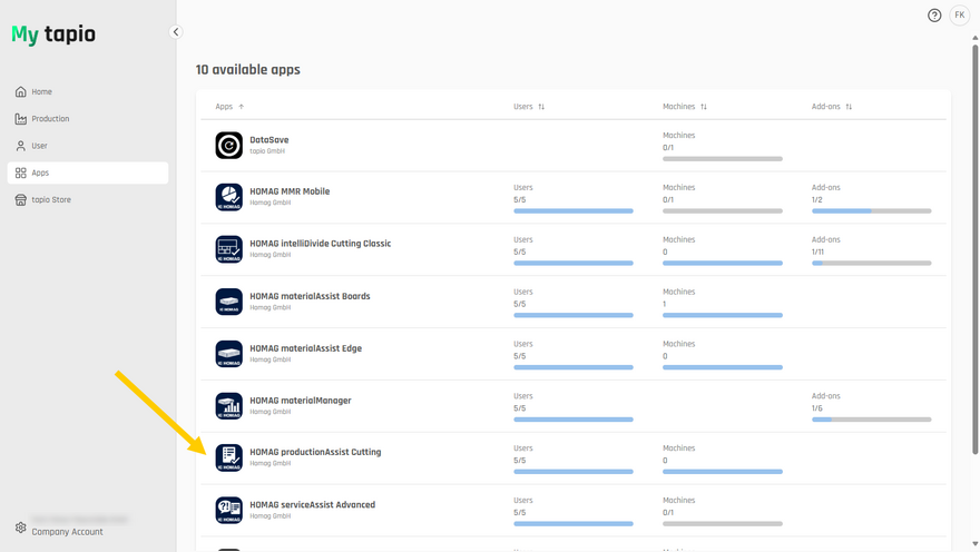 Opening the settings of an application